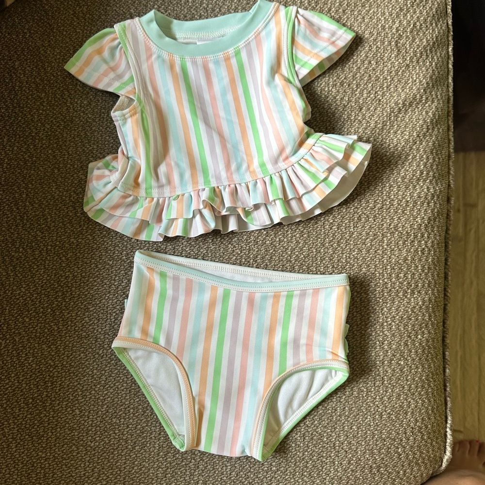 Ruffle Butts Pastel Striped Baby Outfit